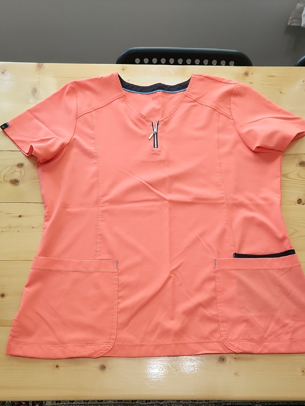 Scrubstar Women’s Zipped V-Neck Medical Scrub Top Melon Peach L - Picture 15 of 15